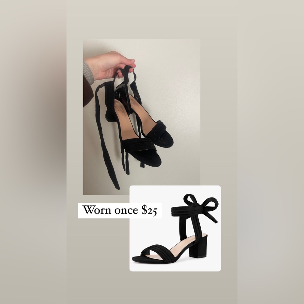 Black heels with bow tie